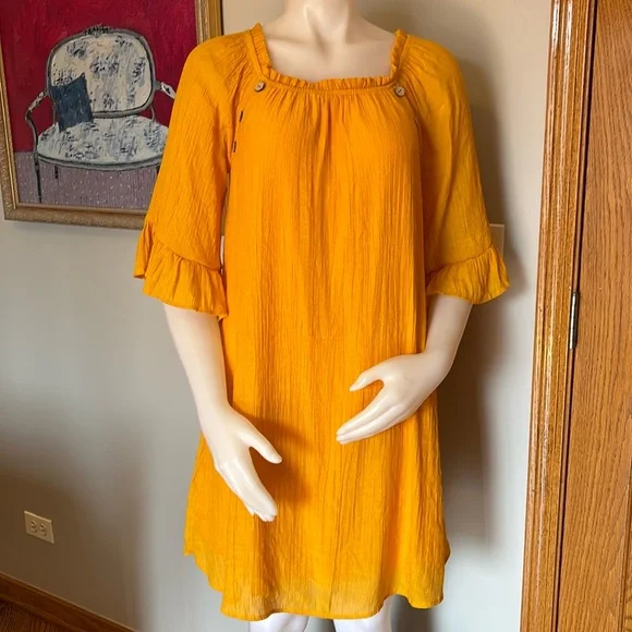 blue dress for baby girl Stealing Your Heart Embroidered Shift Dress In Marigold – Impressions  Online Boutique main image 1